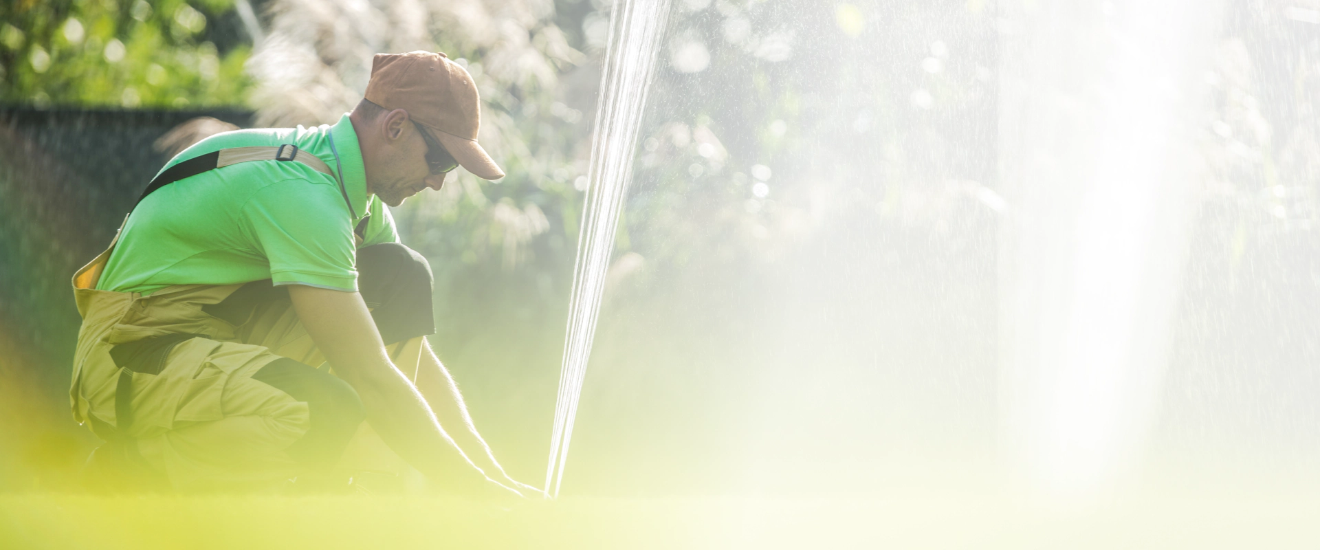 man fixing sprinklers